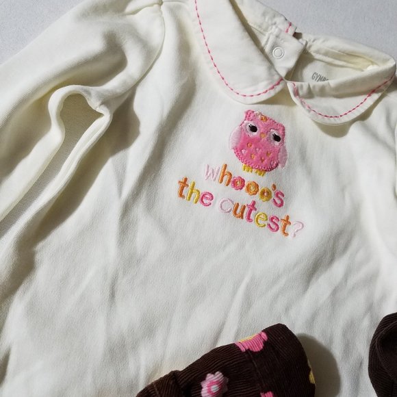 Gymboree Bright Owl NWT 6-12 Month bodysuit, 3-6 month Socks & Used 3-6 month Pa - Picture 4 of 4